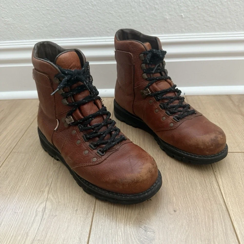 Kunzli Safari Plus Brown‎ Leather Hiking Work Boots Mens Size 8 EU 42 *read